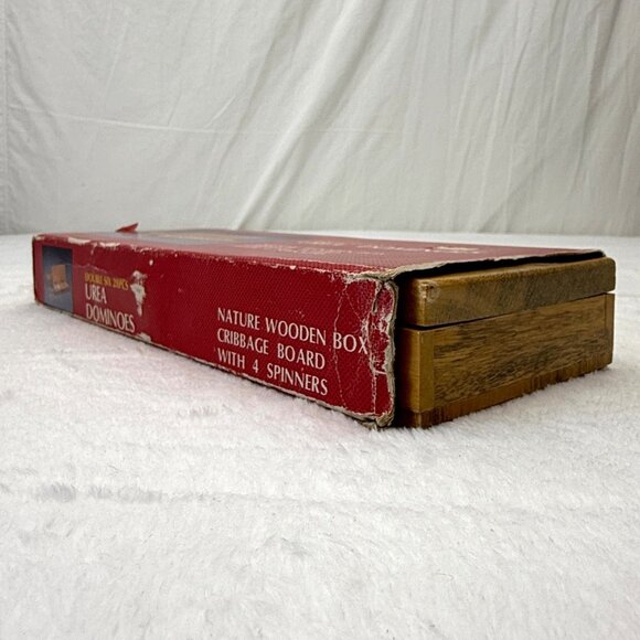 Vintage Urea Double Six Dominoes 28 Piece Set w/Cribbage Board & Wood Box - Picture 10 of 11